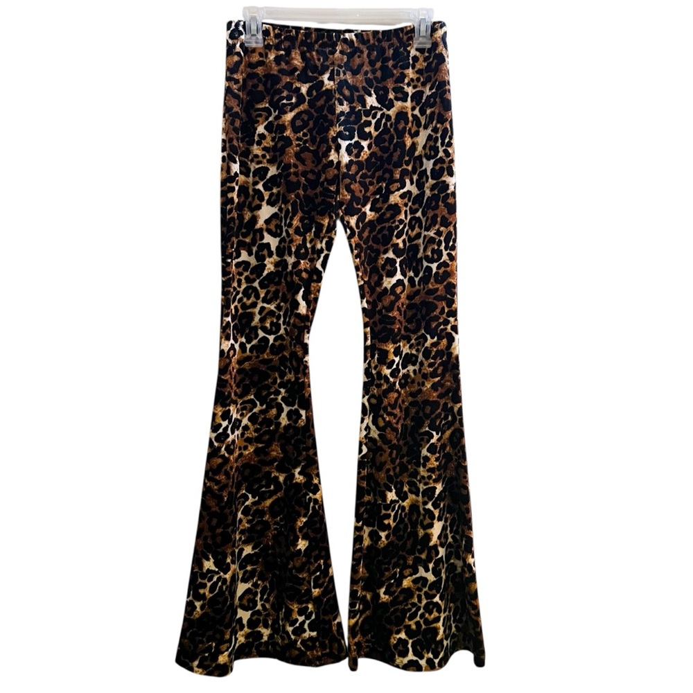 Women’s Leopard Print Velour Bell Bottoms - Picture 4 of 9
